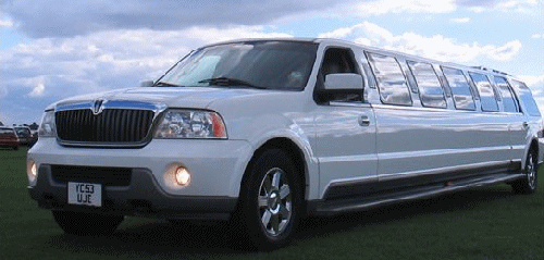 Chauffeur stretch white Lincoln Navigator limo hire in London
