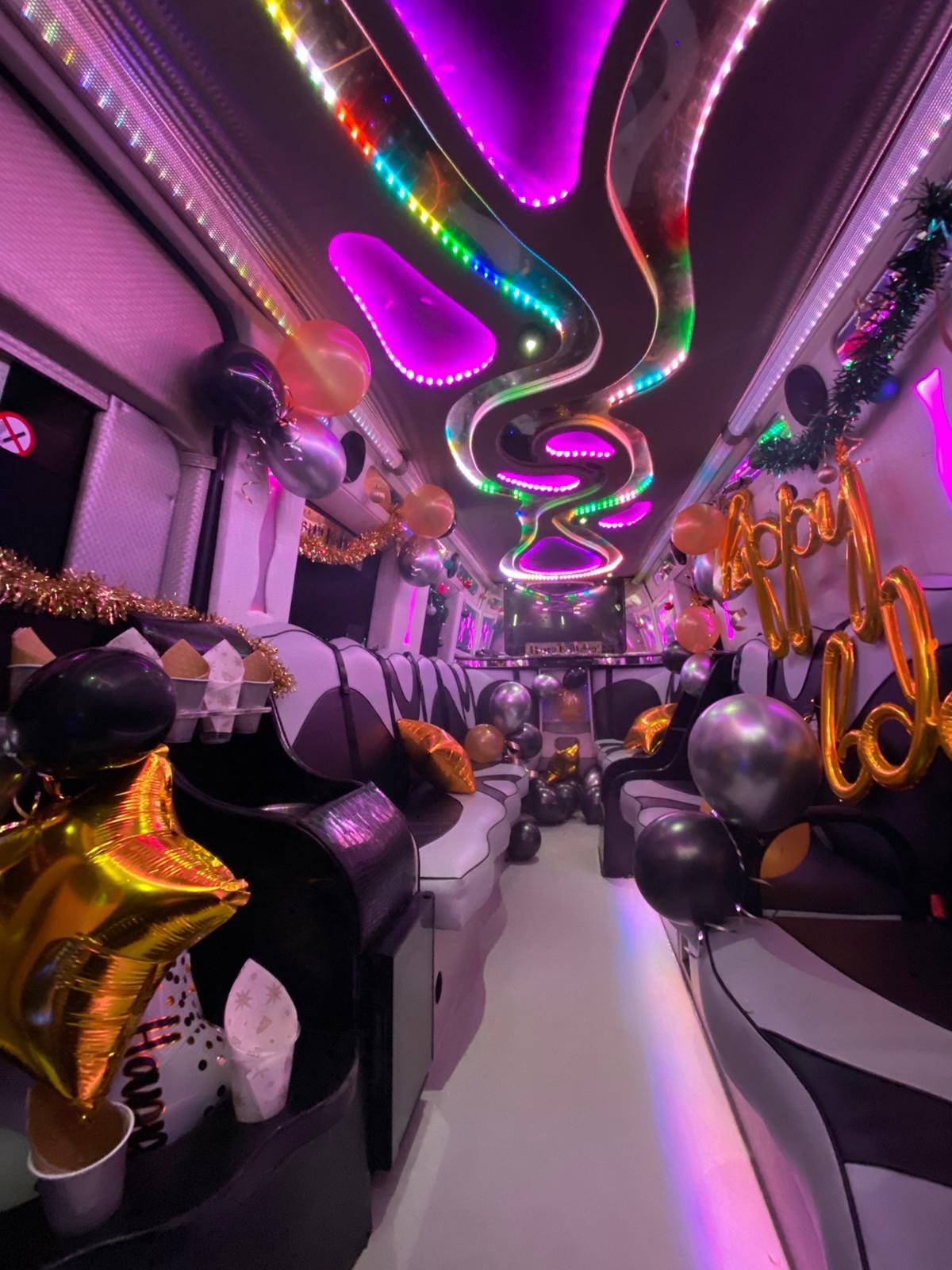 balloons decorated in party bus