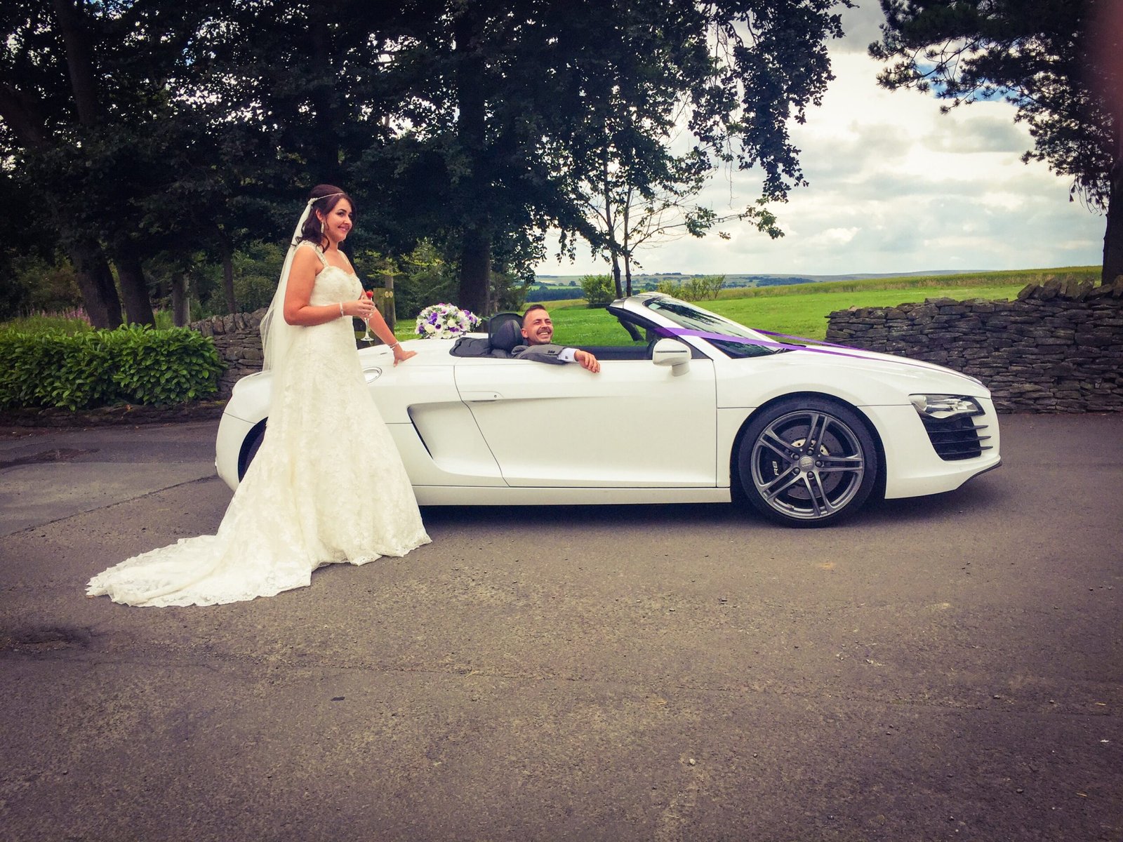 audi r8 spyder at wedding in london
