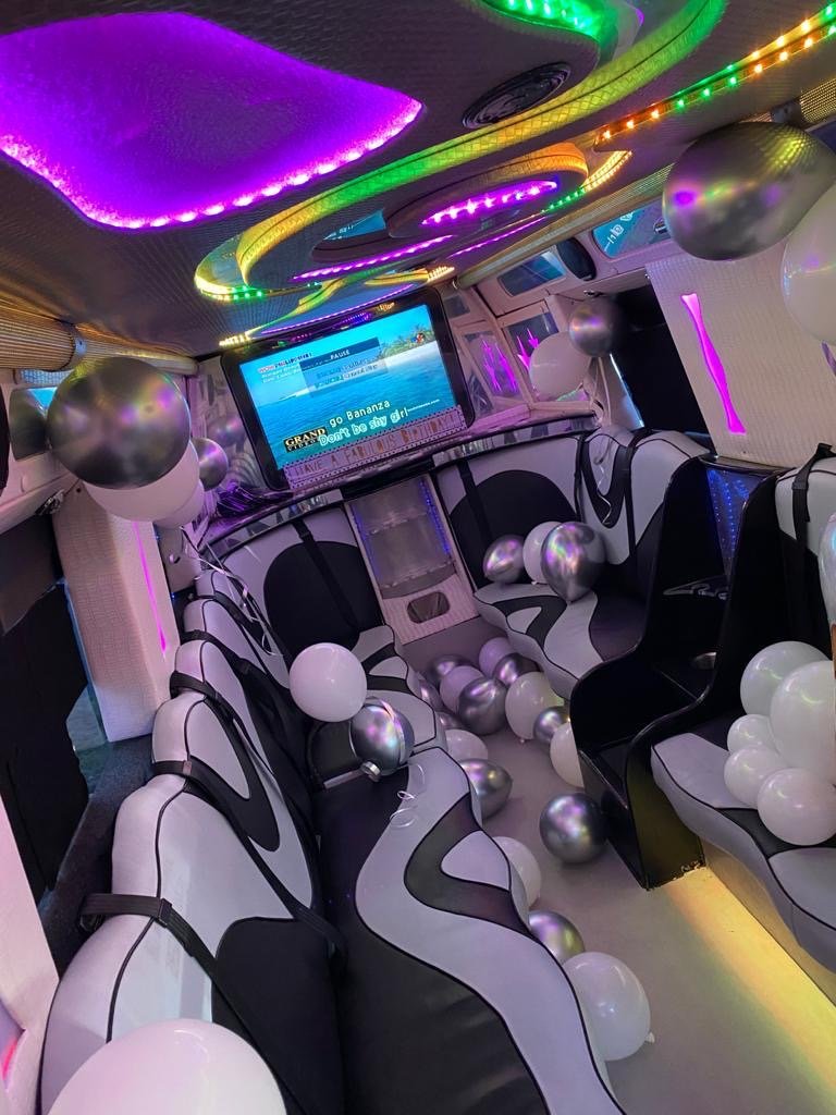 balloons decorated in party bus