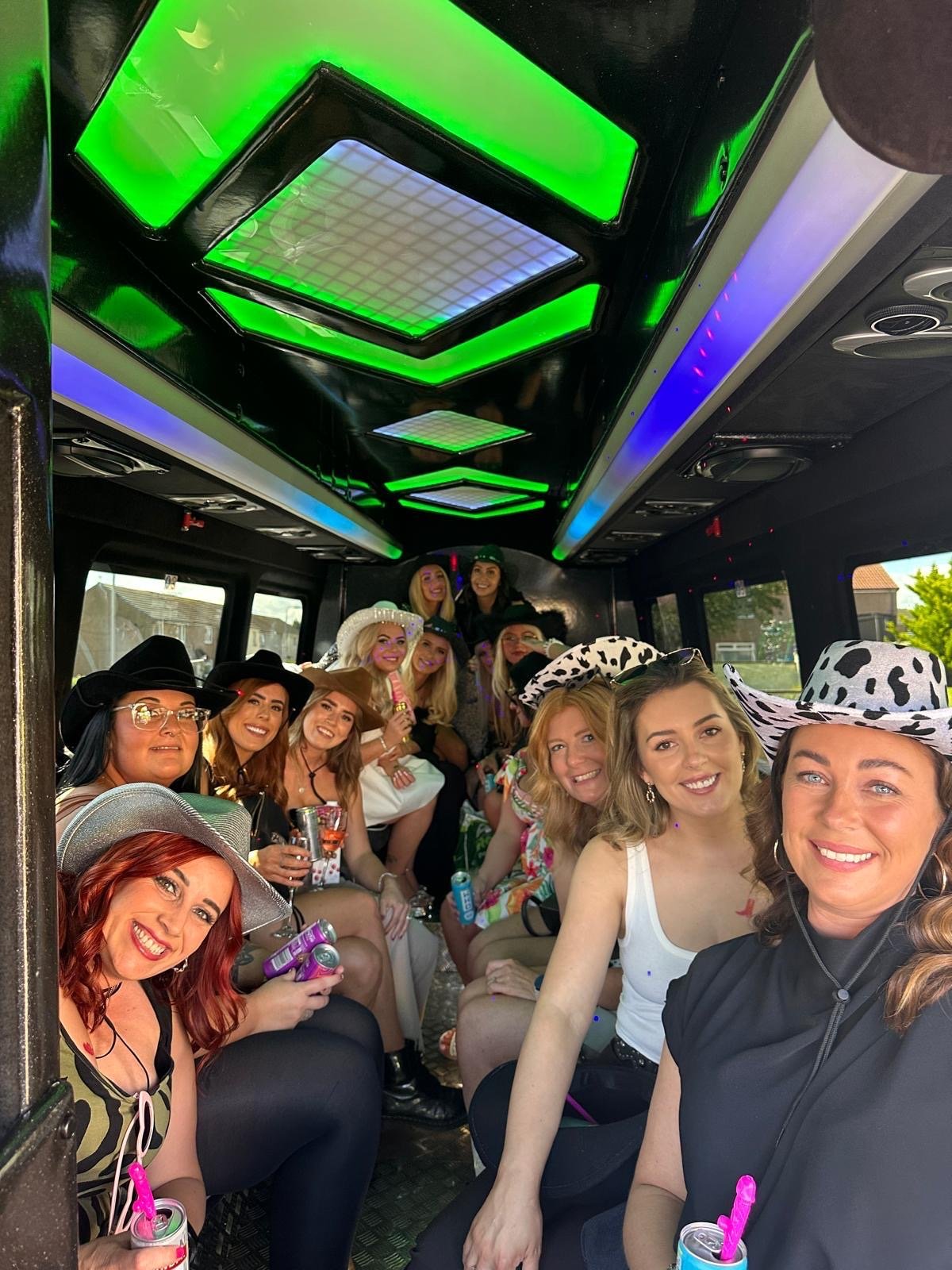 mercedes sprinter party bus with hen party inside