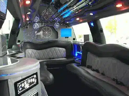 party bus interior with disco lights for stag do