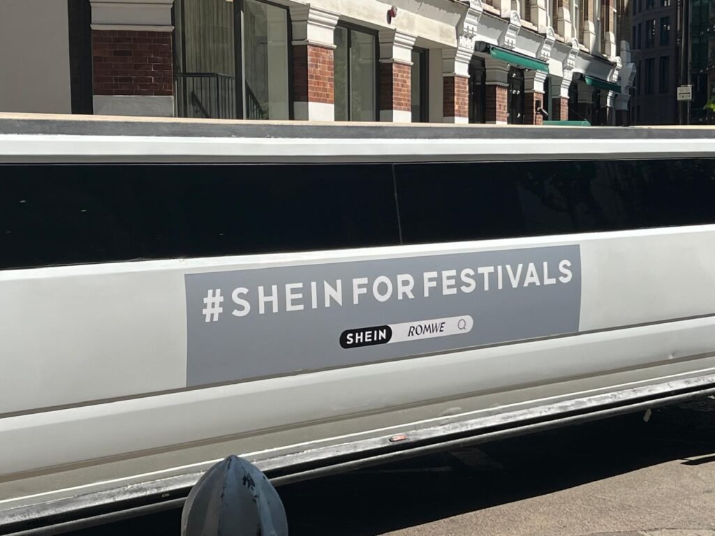 Branded Hummer H2 limousines used for the SHEIN Parklife project